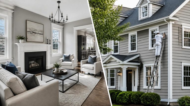 Professional interior and exterior house painting project in Massachusetts