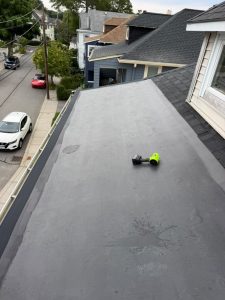 Completed flat roof replacement project by Ronie Construction in Massachusetts