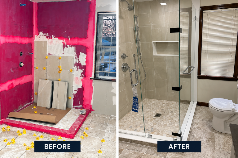 Bathroom remodeling construction process after demolition by Ronie Construction in Massachusetts